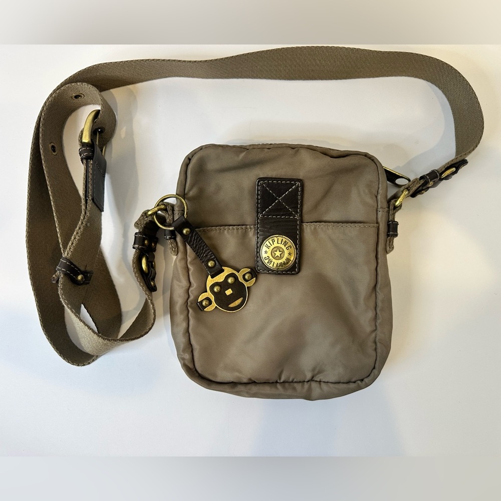 Kipling Art M Shoulder Bag  Gray Nylon‎ Crossbody with Monkey Charm